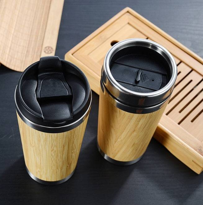 Leakproof Bamboo Travel Mug | 14oz Thermal Insulating Eco Coffee Cup